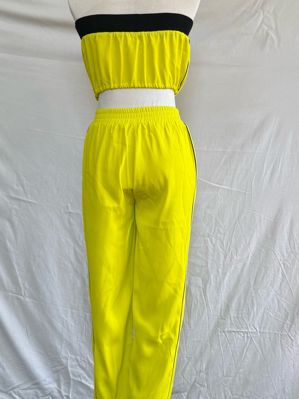 Neon Yellow Elastic-Waist Track Pants with Side Zips - Picture 2 of 5